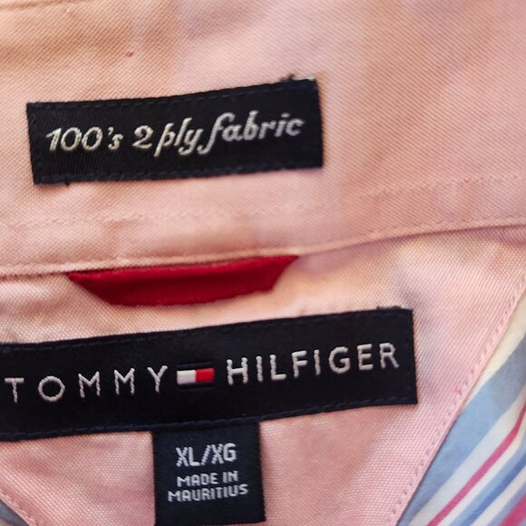 Tommy Hilfiger Men’s XL Multicolor Striped Long Sleeve Button Down Dress Shirt - Picture 3 of 9